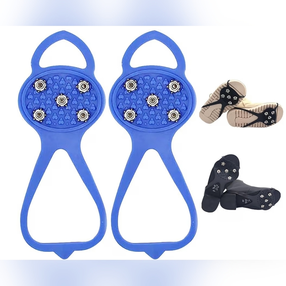 Blue Ice Cleats with Metal Spikes